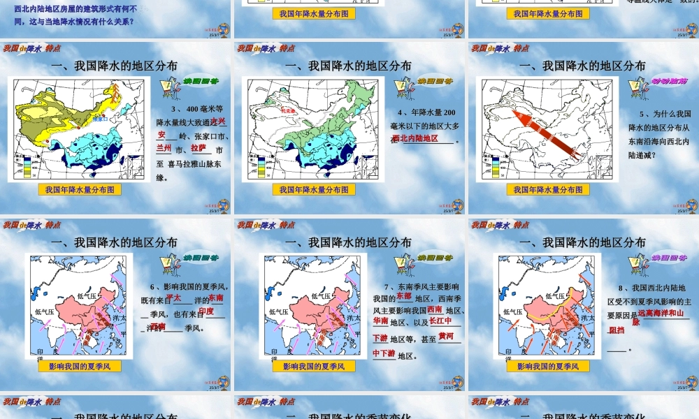 初中中国地理部分 中国的降水特点 课件
