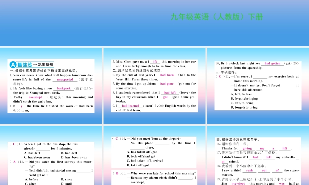 九年级英语全册 Unit 12 Life is full of the unexpected(第1课时)习题课件 (新版)人教新目标版 课件