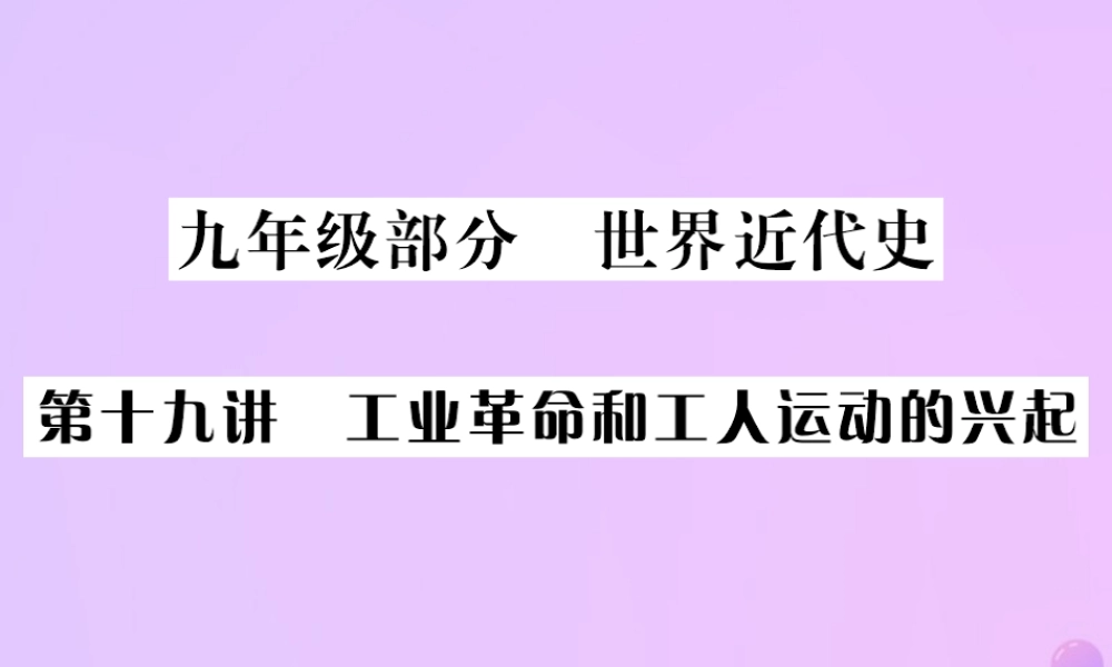中考历史总复习 第十九讲 工业革命和工人运动的兴起课件 新人教版 课件