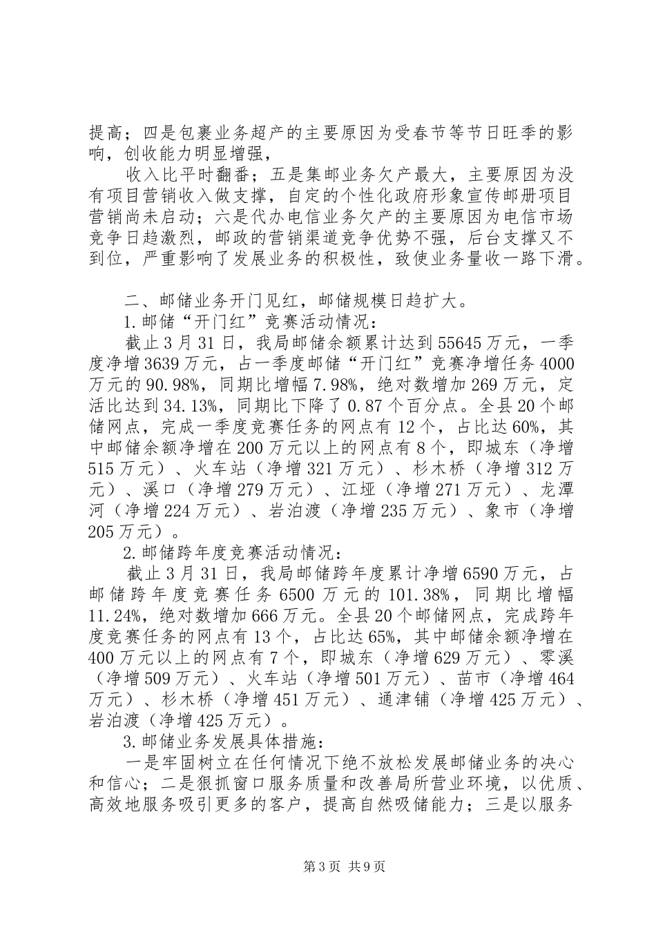 邮政一季度经营情况分析及下步工作安排_第3页
