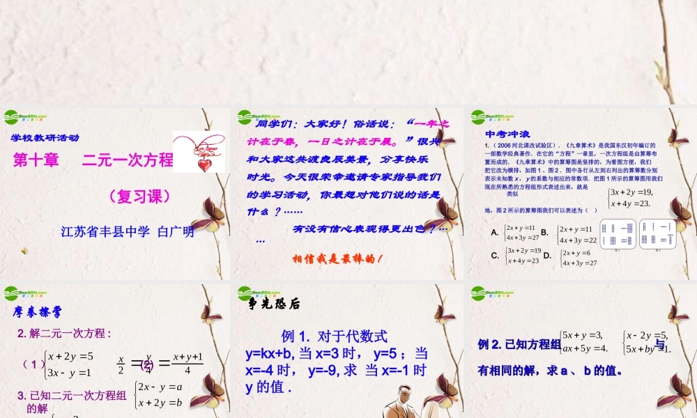 七年级数学下册 第十章(二元一次方程)复习课件 苏教版 课件