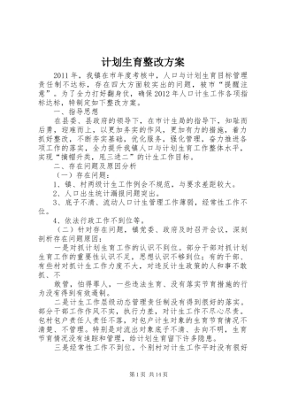 计划生育整改方案