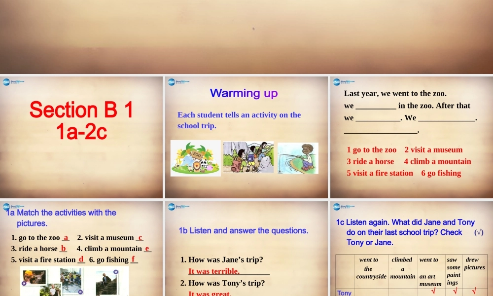 广西平南县大安四中七年级英语下册 Unit 11 How was your school trip Section B课件1 (新版)人教新目标版 课件