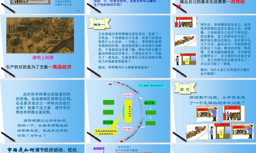 九年级历史与社会 第四单元 第一课(置身市场经济)课件 人教新课标版 课件