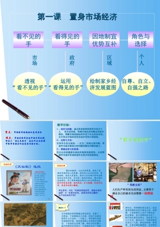 九年级历史与社会 第四单元 第一课(置身市场经济)课件 人教新课标版 课件