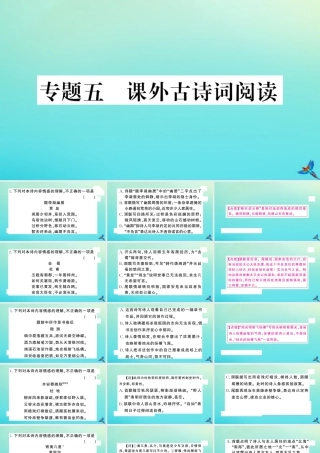 九年级语文上册 专题五 课外古诗词阅读作业课件 新人教版 课件