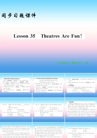 九年级英语上册 Unit 6 Movies and Theater Lesson 35 Theatres Are Fun习题课件 (新版)冀教版 课件