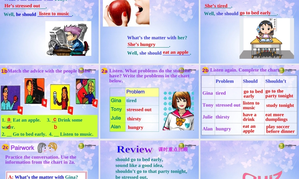 八年级英语上册(Unit 2 What's the matter Revision Section B1)课件 人教新目标版 课件