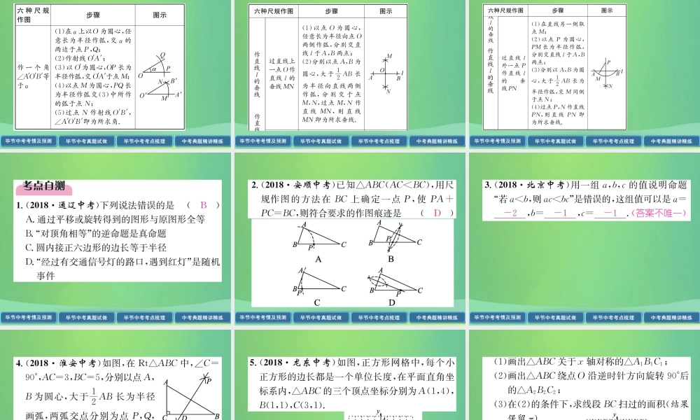中考数学复习 第4章 图形的性质 第16课时 尺规作图、定义、命题、定理(精讲)课件
