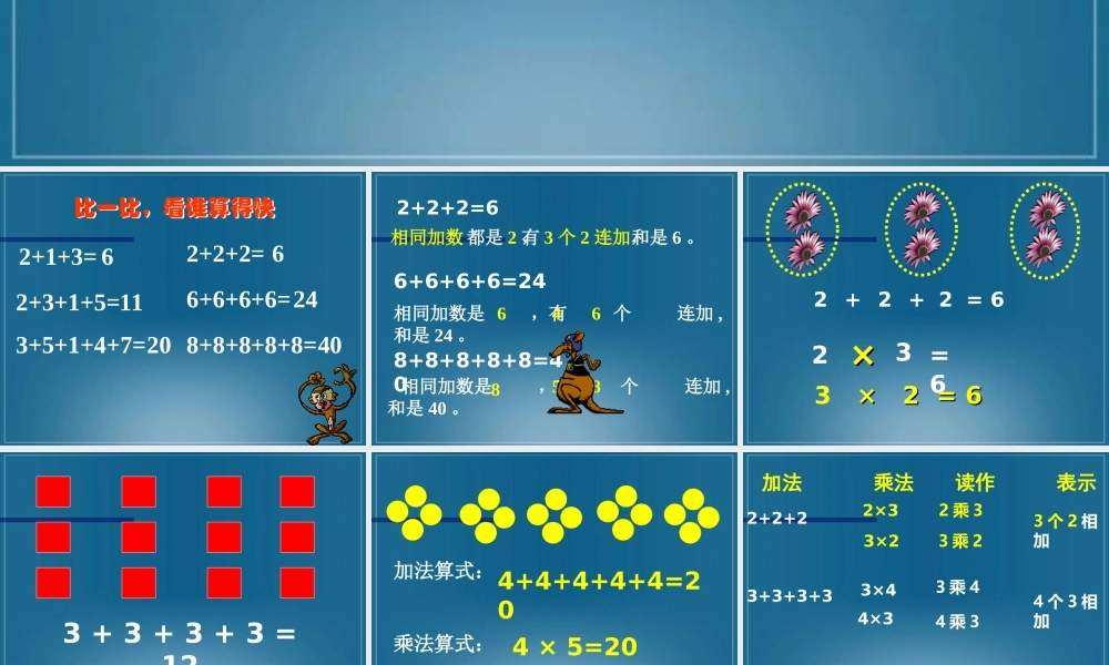 (人教新课标)二年级数学课件-乘法的初步认识5