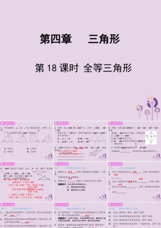 春中考数学复习 第4章 三角形 第18课时 全等三角形课件