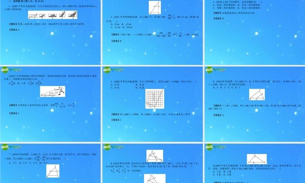 中考数学复习 第33讲 相似三角形课件