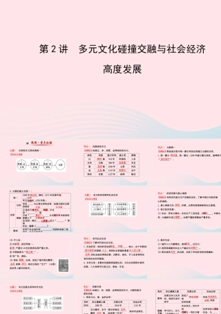 中考历史 第三单元 第2讲多元文化碰撞交融与社会经济高度发展复习课件 北师大版 课件