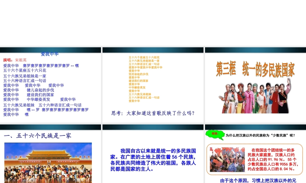 九年级政治 统一的多民族国家课件 人教新课标版 课件