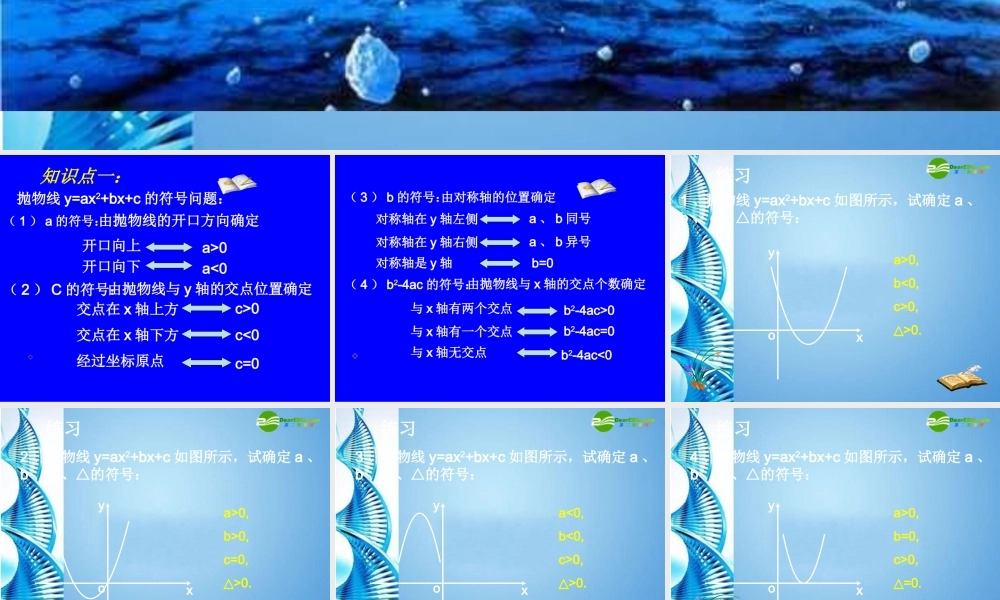 九年级数学下册 二次函数的符号问题课件 人教新课标版 课件