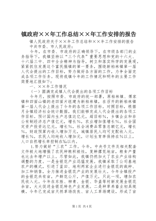 镇政府××年工作总结××年工作安排的报告