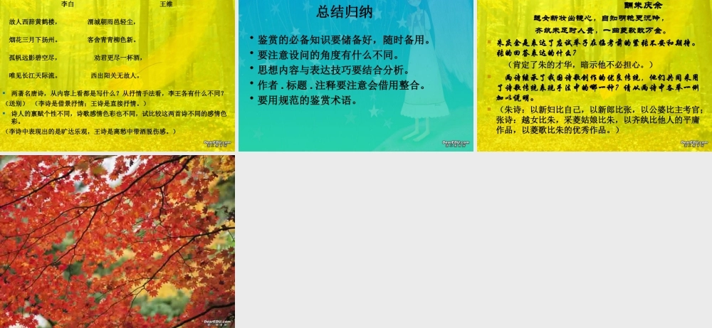 人教版初三语文诗歌鉴赏专题复习课件