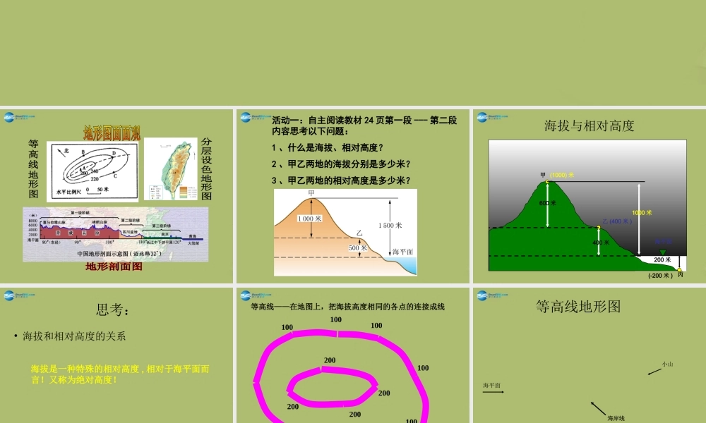 中学七年级地理上册 1.4 地形图的判读教学课件2(新版)新人教版 课件