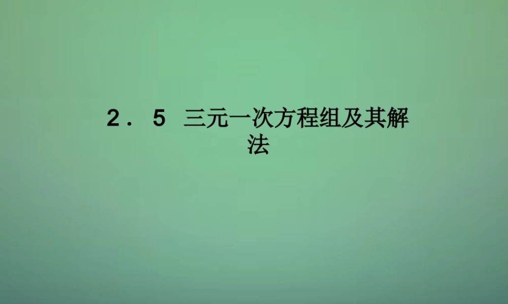 中学七年级数学下册 2.5三元一次方程组及其解法课件 (新版)浙教版 课件