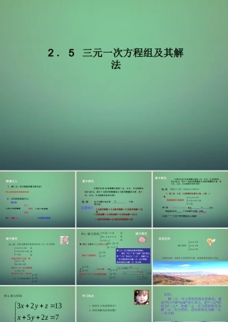 中学七年级数学下册 2.5三元一次方程组及其解法课件 (新版)浙教版 课件