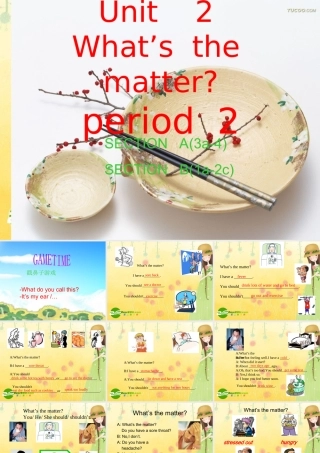 八年级英语上册 Unit2 What s  the  matter period 2 课件 人教新目标版 课件