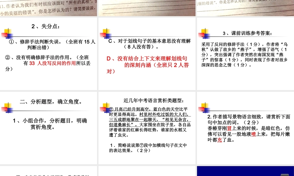 散文阅读复习之语言赏析