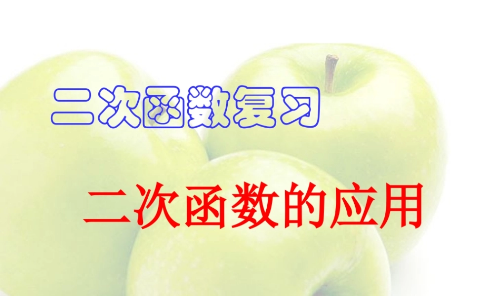 九年级数学二次函数的复习 新课标 浙教版 课件