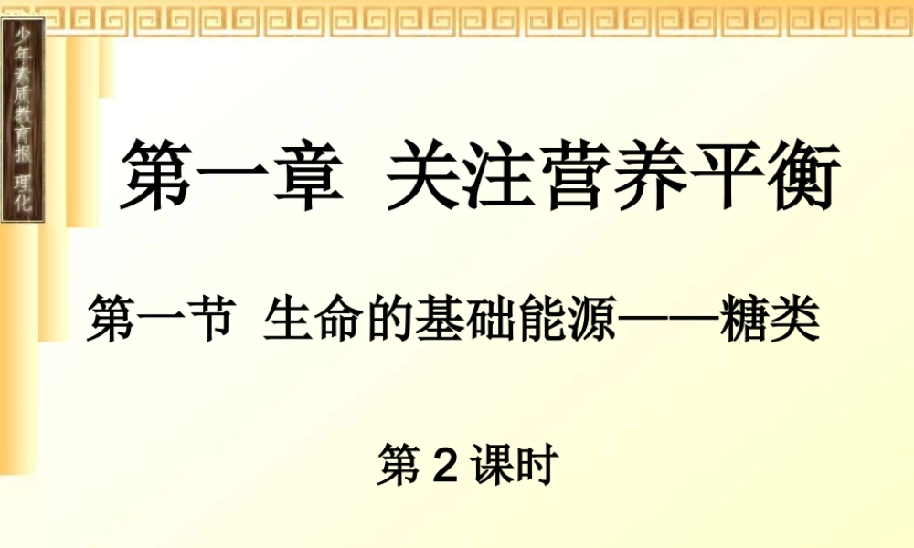 生命的基础能源——糖类-第2课时