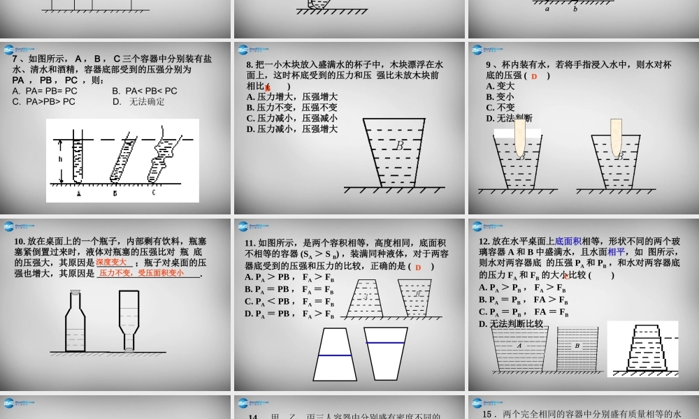 中学八年级物理下册 9.2 液体的压强习题课件 (新版)新人教版 课件