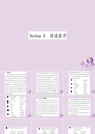 九年级英语全册 Unit 2 I think that mooncakes are delicious Section A作业课件 (新版)人教新目标版 课件