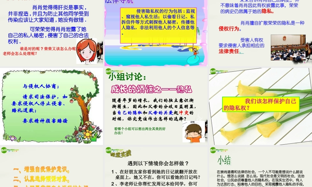 八年级政治下册 (尊重别人隐私 维护合法权益)课件1 苏教版 课件