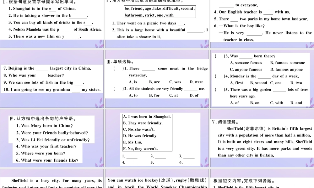 七年级英语下册 Module 7 My past life Unit 3 Language in use习题课件 (新版)外研版 课件