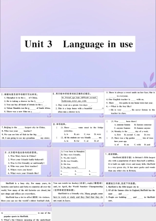 七年级英语下册 Module 7 My past life Unit 3 Language in use习题课件 (新版)外研版 课件