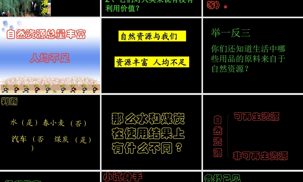 八年级地理上册：第三章第一节：自然资源总量丰富 人均不足(课件)人教版新课标 课件