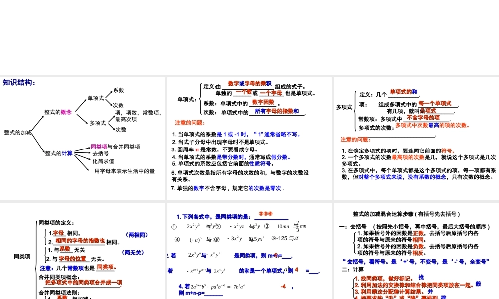 整式的加减复习课