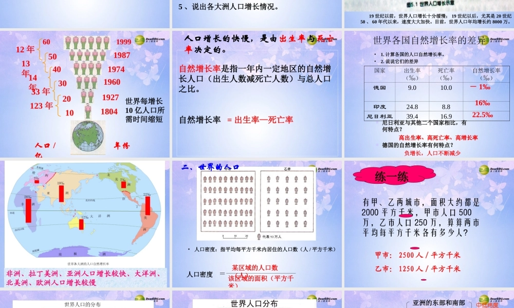 中学七年级地理上册 5.1 世界的人口课件 商务星球版 课件