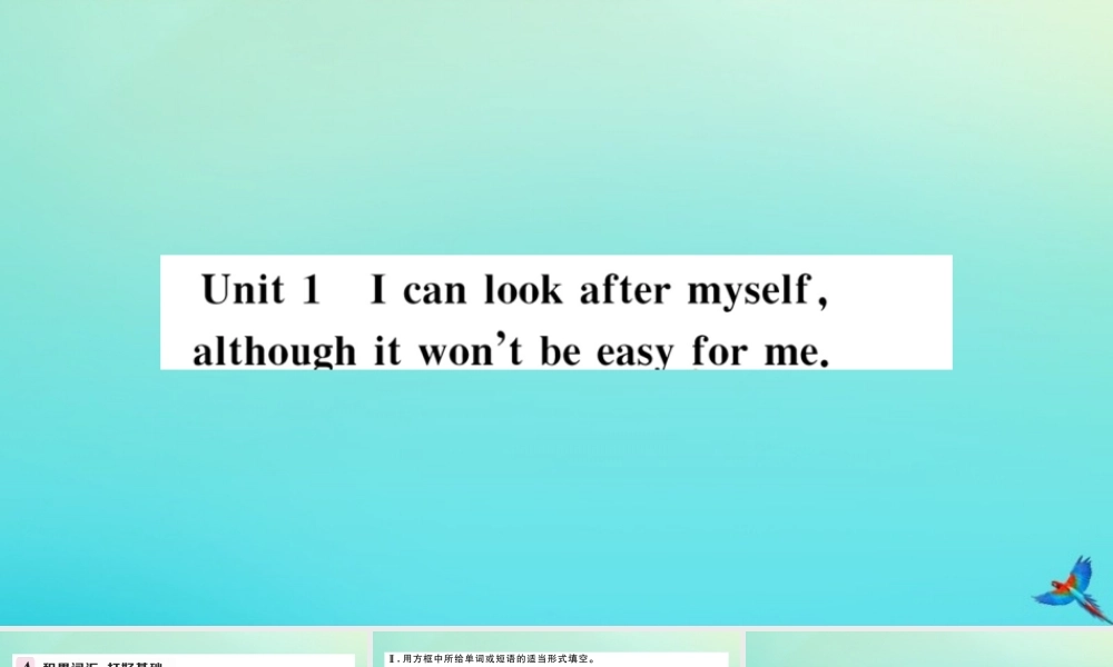 九年级英语上册 Module 4 Home alone Unit 1 I can look after myself，although it won t be easy for me习题课件 (新版)外研版 课件