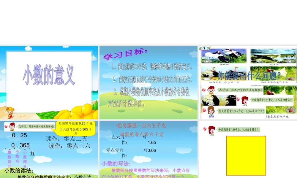 小学数学2011版本小学四年级《小数的意义》PPT