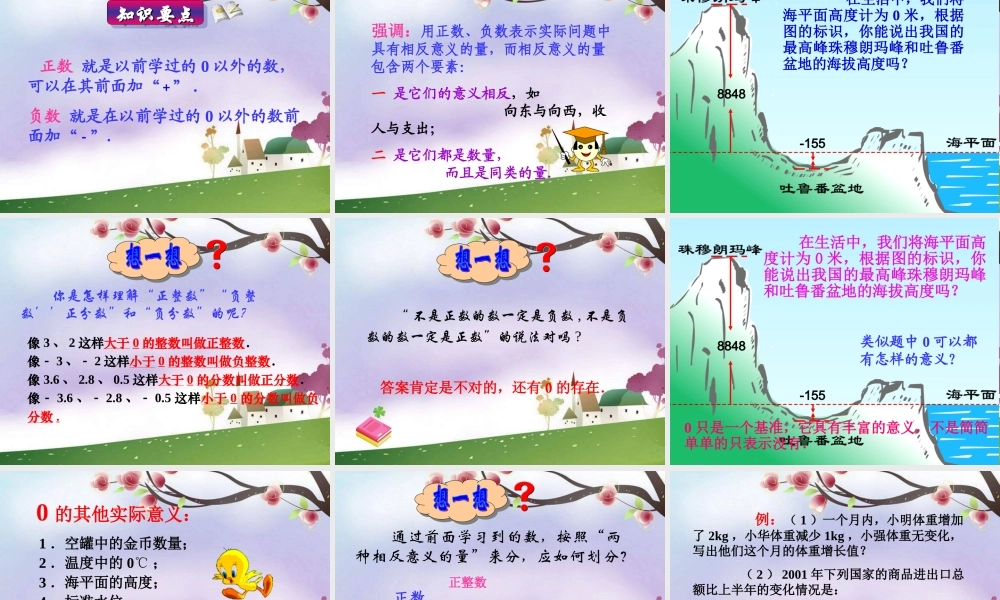新人教版数学七上《正数和负数》ppt课件