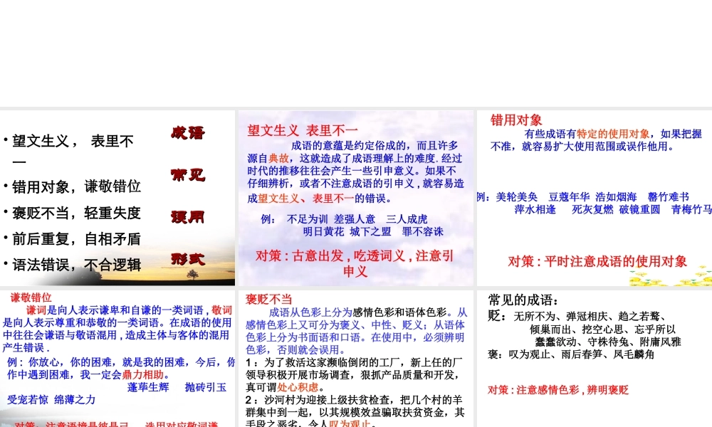 成语常见使用错误类型