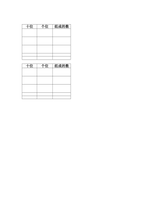 摆一摆，想一想学生用表格（一年级下册）
