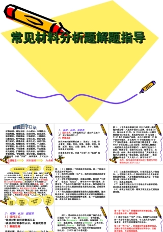思想品德试题常见材料分析题解题指导