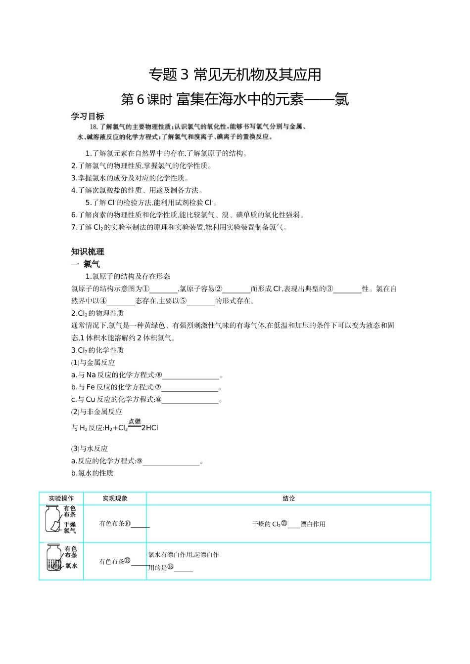 专题三-6富集在海水中的元素——氯_第1页