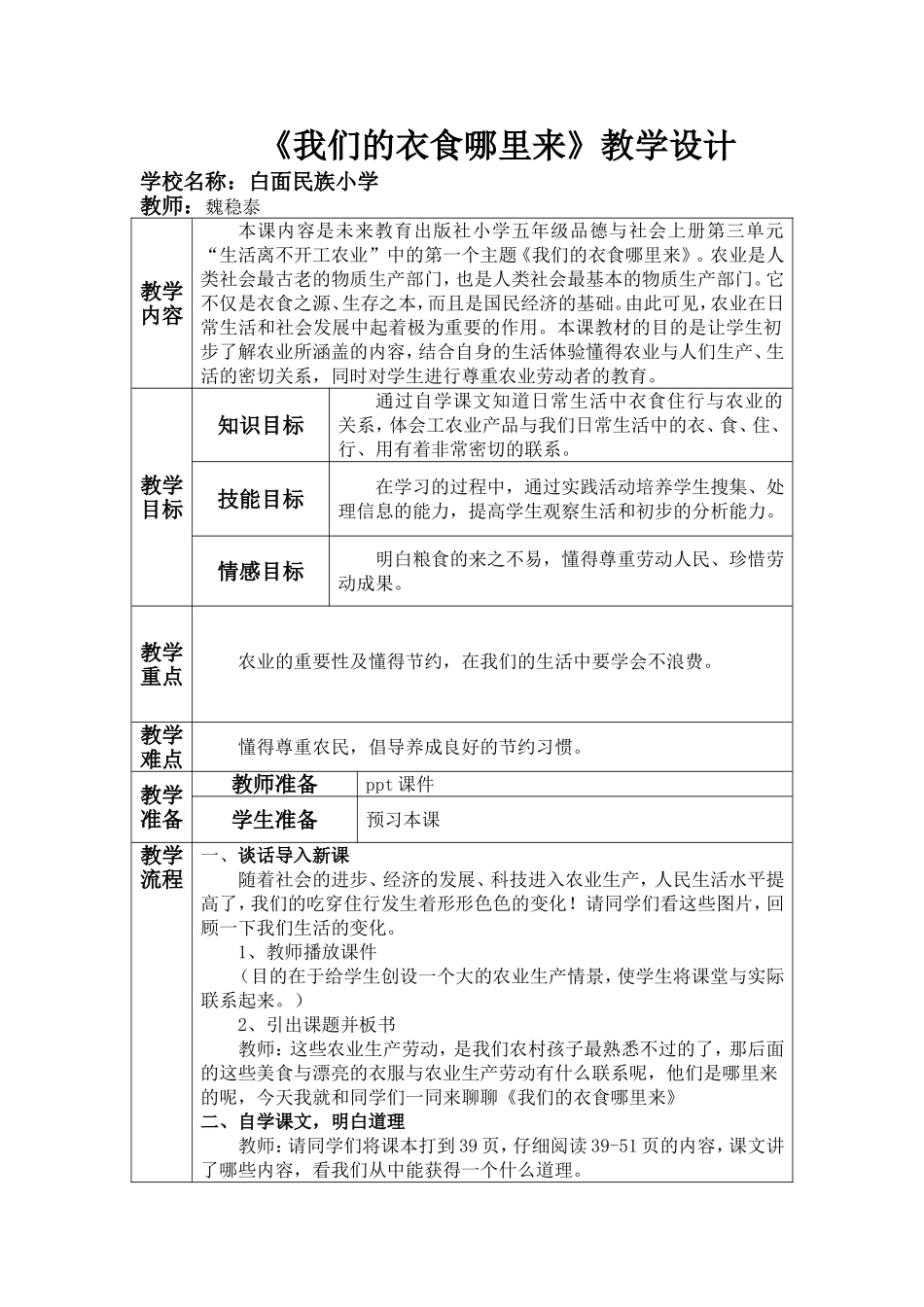 我们的衣食哪里来教学设计_第1页
