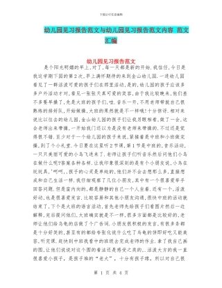 幼儿园见习报告范文与幼儿园见习报告范文内容