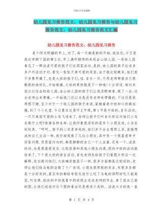 幼儿园见习报告范文：幼儿园见习报告与幼儿园见习报告范文：幼儿园见习报告范文汇编