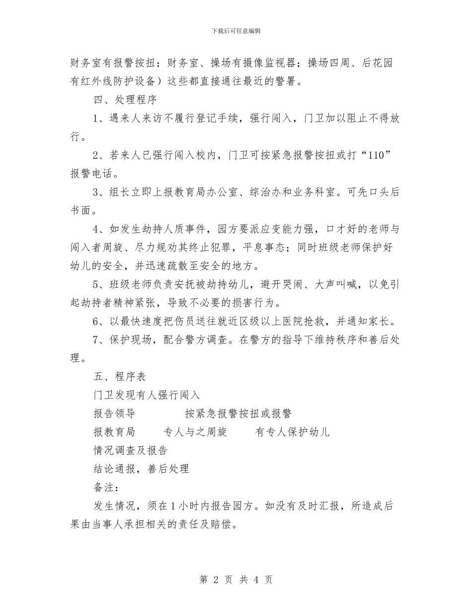 幼儿园防范暴力事件应急预案与幼儿园防雪防冻应急预案汇编_第2页