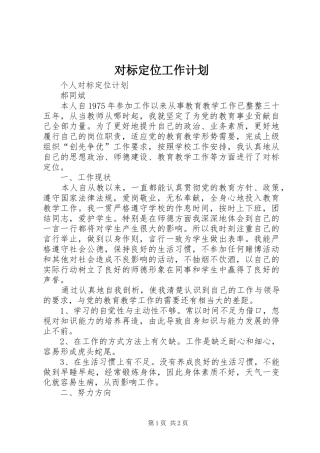 对标定位工作计划 