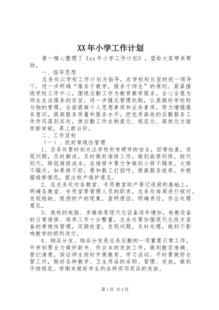 XX年小学工作计划 