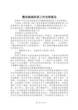 整改提高阶段工作安排意见 